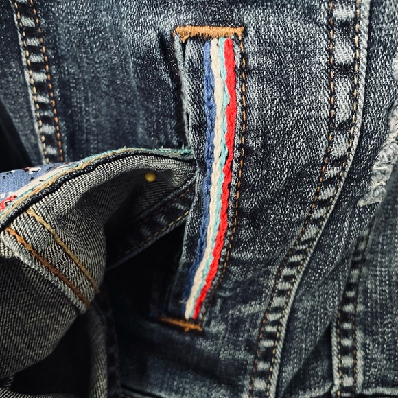 Hand Chain Stitched Retro Cowboy Show Stopping Reworked Western Denim Jacket - Picture 4 of 4